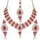 I Jewels Traditional Gold Plated Jewellery Set with Maang Tikka using Austrian Diamonds for Women IJ250Q (Rani/Dark Pink)