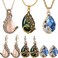 Hicarer 6 Pieces Jewelry Sets for Women Elegant Necklace Set Peacock Waterdrop Rhinestone Pendant Necklace Crystal Peacock Pattern Necklace Earrings Jewelry Set