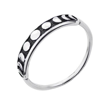 Gothic Black Band Moon Eclipse Ring Silver Round Shape Minimalist Cute Ring Stainless Steel Finger Rings Gift For Women&amp;Men Size 7