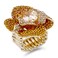 Lavencious Flower Shape CZ &amp; Rhinestone Cocktail Stretch Ring Party Ring for Women (Gold Topaz)
