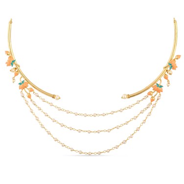 TARINIKA Gold &amp; Enamel plating Jalaja Statement Short Necklace with Floral Design - Necklace Set for Women   Perfect for Casual Occasions   Indian Jewelry Sets for Women   1 Year Warranty*