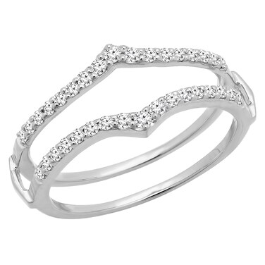 Dazzlingrock Collection 0.45 Cttw Round White Diamond Enhancer Guard Wedding Ring for Women in 10K Solid White Gold Size 8