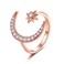 FUTIMELY Moon Crescent Star Ring for Women Adjustable Moon Sun CZ Statement Ring Dainty Crystal Crescent Finger Ring (Rose Gold)