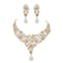 Iris Island Wedding Floral Clear Crystal Rhinestone Necklace Earrings Bridal Jewelry Set Gold Plated