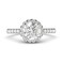 14k White Gold Classic Simulated Round Brilliant Cut Diamond Halo Engagement Ring with Side Stones (4.5)