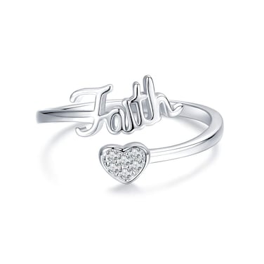 JUSTKIDSTOY Faith Ring for Women Engraved Faith Love Heart Ring Inspirational Jewelry Adjustable Rings for Birthday Christmas