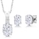 Gem Stone King 3.37 Cttw White Moissanite and White Diamond Pendant Necklace Earrings Set For Women   925 Sterling Silver   Oval 8X6MM and 7X5MM   With 18 Inch Chain