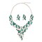 ENUUNO Costume Jewelry for Women Prom Blue Crystal Flowers Luxury Choker Necklace and Earrings Bridal Jewelry Set for Wedding