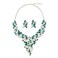 ENUUNO Costume Jewelry for Women Prom Blue Crystal Flowers Luxury Choker Necklace and Earrings Bridal Jewelry Set for Wedding