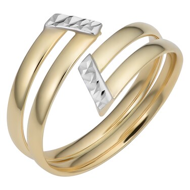 Kooljewelry 14k Two-tone Gold 12 mm Double Bypass Ring (size 6)