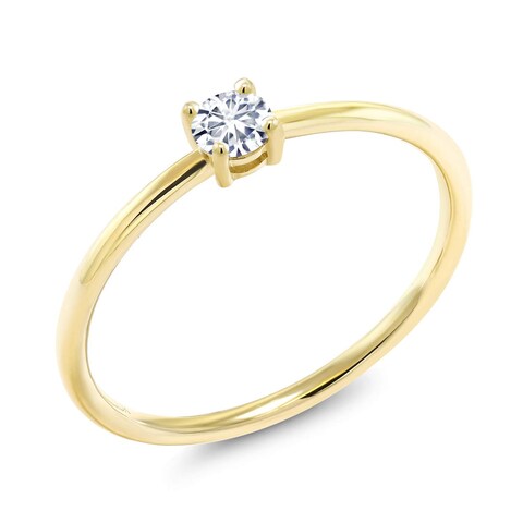 Gem Stone King 10K Yellow Gold 3.5MM Round Gemstone Birthstone Solitaire Engagement Ring   Wedding Anniversary Promise Gold Ring For Women   Available In Size 5, 6, 7, 8, 9