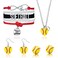 Junkin 4 Pieces Softball Jewelry Set Softball Heart Necklace Bracelet Dangle Drop Earrings Stud Earrings Handmade Pendant Charms for Women