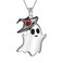 Ghost Halloween Pendant Witch Hat Necklace - 925 Sterling Silver Red Crystal Charms Cute Ghost Jewelry Halloween Christmas Gifts for Women Halloween Party Costume Accessories Jewelry DP0334W