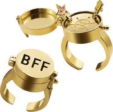 tenghong2021 2 Pcs BFF Gold Spinner Anime Matching Rings Anime Aesthetic Opening Adjustable Ring for Teens Couple Women BFF Jewelry Gifts