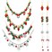 Misdary 4 Sets Christmas Necklace Earrings Set Glitter Snowflake Santa Claus Light Bulb Rhinestone Necklace Drop Dangle Earrings Xmas Holiday Party Jewelry Gift for Woman
