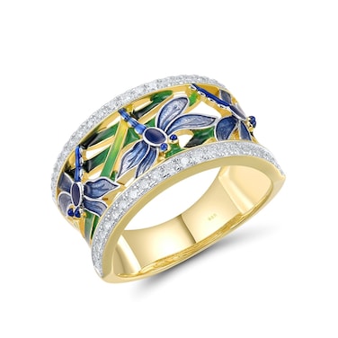 Santuzza 925 Sterling Silver Blue Dragonfly Openwork Ring Cubic Zirconia Enamel Dragonfly Ring Vintage Ring for Women (6)
