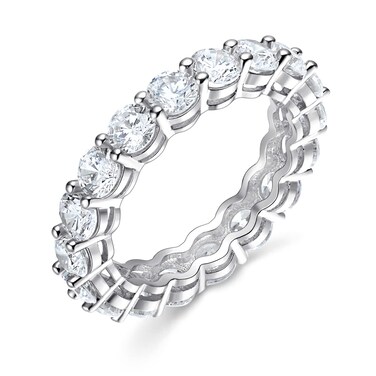 Gemsme 18K White Gold Filled Cubic Zirconia Eternity Band Ring for Women (5)