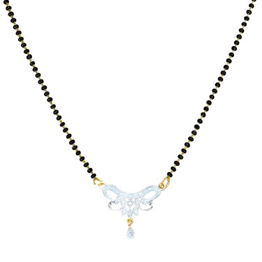 Generic Manglsutra Set for WomenTrendy Traditional Ethnic AD Mangalsutra Chain Pendant for Women Suitable for Wedding, Engagement, Parties and gifts, Medium, Black