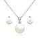 Pearl Necklace and Earring Set - Sterling Silver Simulated White Pearls 10mm Stud Earrings &amp; Necklace Set with CZ Accents