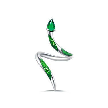 YMHOP 925 Sterling Silver Snake Ring Green Thumb Ring Adjustable Open Ring for Women Men