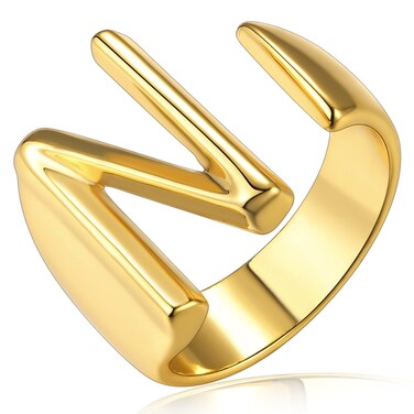 Gold Harrys Styles Initial N for Women, GoldChic Jewelry Letter N Adjustable Statement Rings Party Women&rsquo;s Statement Ring 14k Gold Plated Open Alphabet Rings Letter A to Z