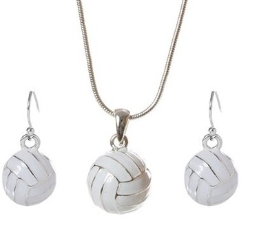Artisan Owl - 3D Volleyball Pendant Necklace and Earrings Set