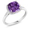 Gem Stone King 10K White Gold 8MM Cushion Cut Gemstone Birthstone and White Diamonds Halo Engagement Ring For Women   Wedding Anniversary Promise Ring   Available In Size 5, 6, 7, 8, 9