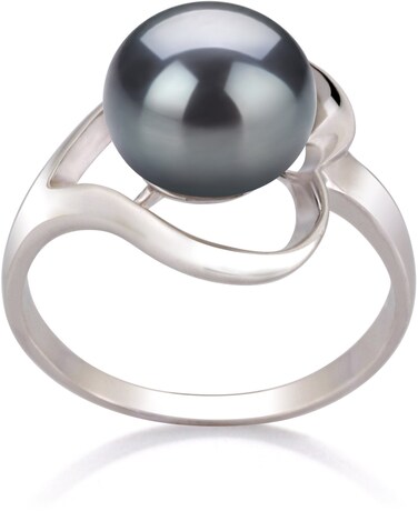 Sadie Black 9-10mm AA Quality Freshwater 925 Sterling Silver Cultured Pearl Ring For Women - Size-6