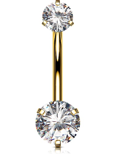 OUFER Belly Button Rings, G23 Solid Titanium Belly Rings, Clear CZ Navel Piercing Jewelry, Internally Threaded Long Belly Piercing Jewelry for Women-12MM