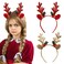 RUSTAMM Christmas Headbands Glitter Red Golden Elk Antlers bells Headbands Holiday Party Decorations Supplies Women Cute Exquisite Fashion Reindeer Headpiece
