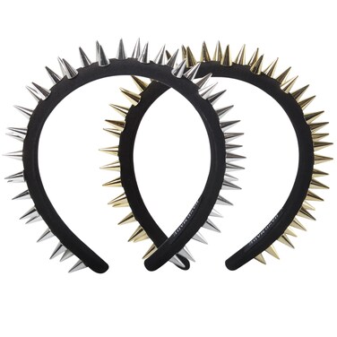 Cuizhiyu Studded Headbands for Women Halloween Headbands 0.98inch Spiky Headband No Slip Fashion Black Punk Headband Pack of 2