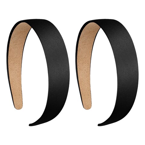 ACO-UINT Black Headbands for Women, Satin Head Bands for Women&#39;s Hair Wide Headbands, Non-silp Thick Headbands Hair Accessories for Women