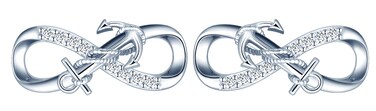Unendlich U Solid 925 Silver Anchor Winding Infinity Symbol Earrings