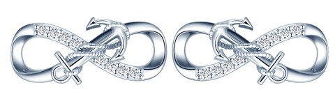 Unendlich U Solid 925 Silver Anchor Winding Infinity Symbol Earrings