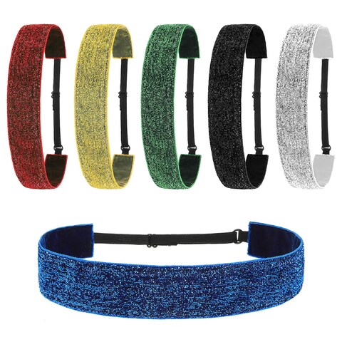Abeillo 6Pcs Cute Glitter Headband for Girls, No Slip Adjustable Headbands for Little Girls 6-12Years, Soft Trendy Hair Accessories Girls Fashion Headbands Birthday Party Favors Six Colors
