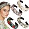Chuangdi 4 Pieces Boho Headband Floral Wide Headband Handmade Knot Embroidery Bohemia Turban Headband Vintage Ethnic Style Hair Band for Women Girls Hair Accessories
