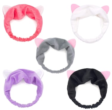 Onwon Cat Ear Headbands - Fluffy Makeup Hairbands for Face Washing, Shower, Spa, Sports
