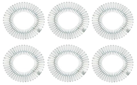 Fodattm 6PCS Women Lady Stretch Flexible Plastic Full Circle Hair Comb Headband Hair Hoop Hair Clip Spring Head Band with Deep Teeth (Clear)