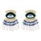 Boho Beaded Evil Eye Statement Drop Dangling Earrings for Women Vintage Acrylic Tassel Colorful Rice Beads Chain Dangling Stud Bohemian Jewelry Delicate