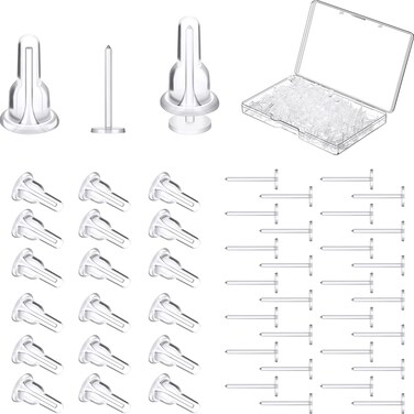Clear Plastic Earring Studs for Sport Transparent Silicone Invisible Earrings Ear Pins Retainer Post Back Stopper Soft Rubber Piercing for Men Women Girl Boy (200 Pieces)