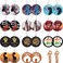 12 Pairs African Map Women Earrings Round Natural Wooden Painted Earrings Ethnic Style Dangle Earring (Letter Queen)