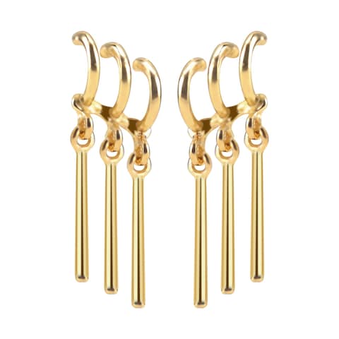 1 Pairs Gold Triple Earrings Clip with Single Ear Piercing for Woman Men Cosplay &amp; Anime Lovers, Anime Merch Jewelry Suitable for Daily Exhibition &amp; Performance Wear