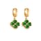 Four Clover Leaf Hoop Earrings for Women Emerald Heart Glass Stone Huggie Hoops Earrings Stainless Steel Earrings for Dainty Jewelry