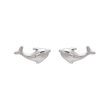 Cute Dolphin Tiny Stud Earrings 925 Sterling Silver Minimalist Animal Small Statement Earring Studs Posts for Little Girls Women Hypoallergenic