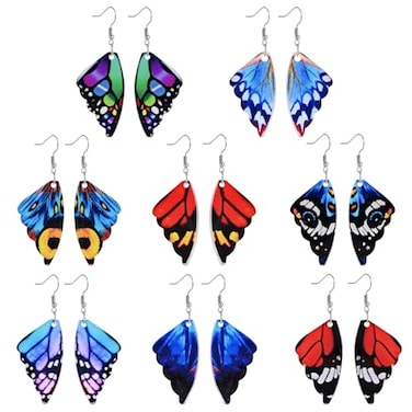 Boho Butterfly Wing Earrings For Women - Trendy Butterfly Earrings With Colorful Wings And Simulated Insect Design - Unique Quality Acrylic Butterfly Wing Earrings
