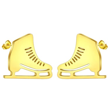 Hockey Skating Shoes Stud Earrings Rollerskates Earrings Skating Shoes Earrings for Women (gold)