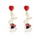 Vintage Red Heart Alice Bunny Easter Earrings, Fashionable Statement Earrings, Fun Jewelry as Easter Party Outfit Ornament