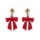 Red Bow Dangle Earrings for Women Ball Stud Post Cute Bowknot Holiday Decor Statement Charms Drop Delicate Christmas Party Jewelry Gifts