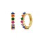 Dainty Rainbow Cubic Zirconia 14K Gold Plated Small Cartilage Cuff Hoop Earrings for Women Teen Girls Fashion 925 Sterling Silver Post Multicolored CZ Tiny Round Circle Sleeper Tragus Huggie Hoops