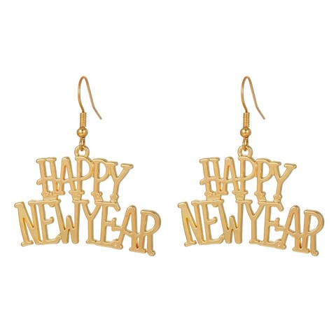 Christams Earrings Happy New Year Drop Earrings Funny Best Wishes Earrings Women New Year Gift